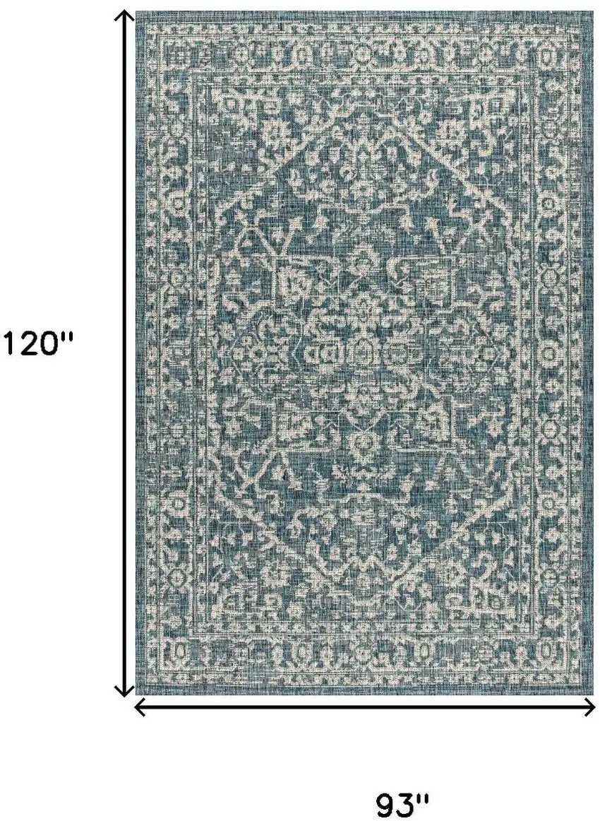 Teal Blue And Gray Medallion Indoor Outdoor Area Rug Photo 3