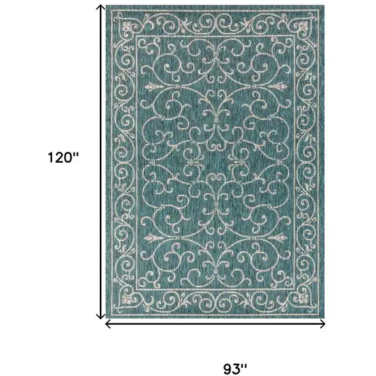 Teal Blue And Gray Medallion Indoor Outdoor Area Rug Photo 3