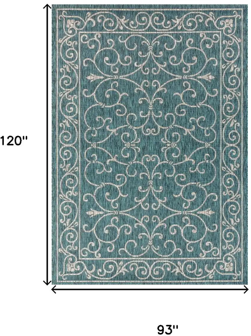 Teal Blue And Gray Medallion Indoor Outdoor Area Rug Photo 3
