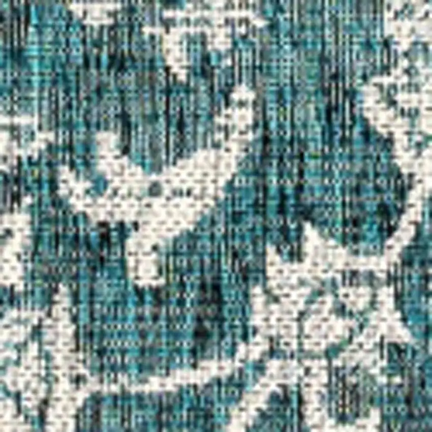 Teal Blue And Gray Medallion Indoor Outdoor Area Rug Photo 2