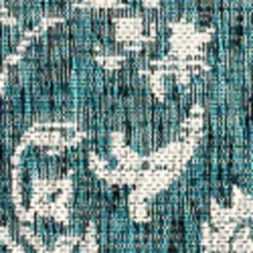 Teal Blue And Gray Medallion Indoor Outdoor Area Rug Photo 2