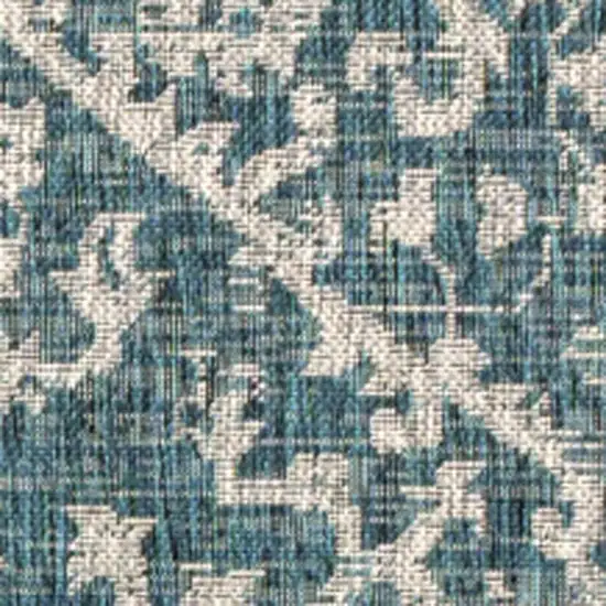 Teal Blue And Gray Medallion Indoor Outdoor Area Rug Photo 2