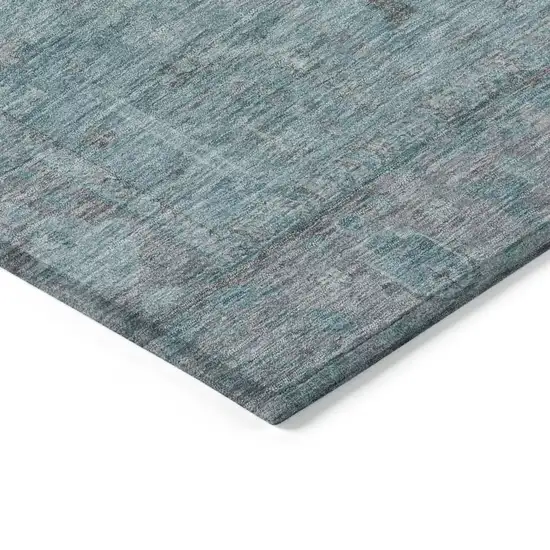 Teal Blue And Gray Oriental Washable Indoor Outdoor Area Rug Photo 4