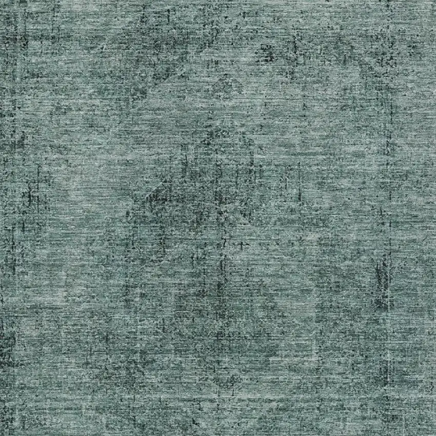 Teal Blue And Gray Oriental Washable Indoor Outdoor Area Rug Photo 3
