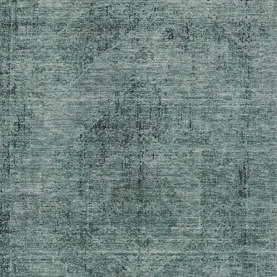 Teal Blue And Gray Oriental Washable Indoor Outdoor Area Rug Photo 3