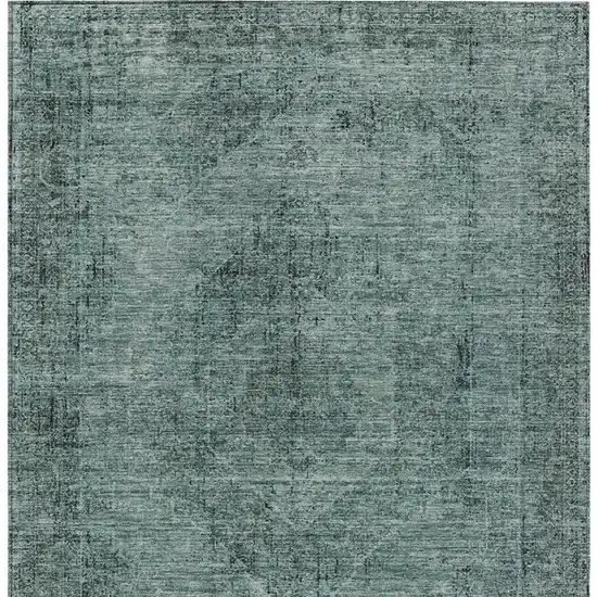 Teal Blue And Gray Oriental Washable Indoor Outdoor Area Rug Photo 4