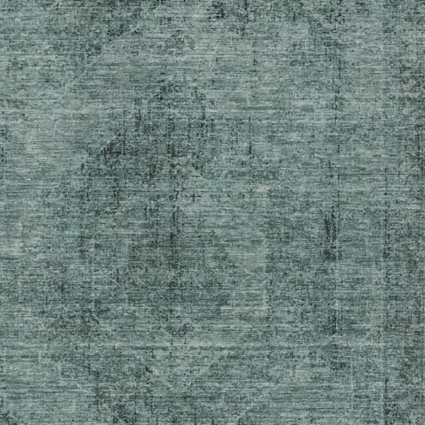 Teal Blue And Gray Oriental Washable Indoor Outdoor Area Rug Photo 3