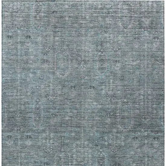Teal Blue And Gray Southwestern Washable Indoor Outdoor Area Rug Photo 5