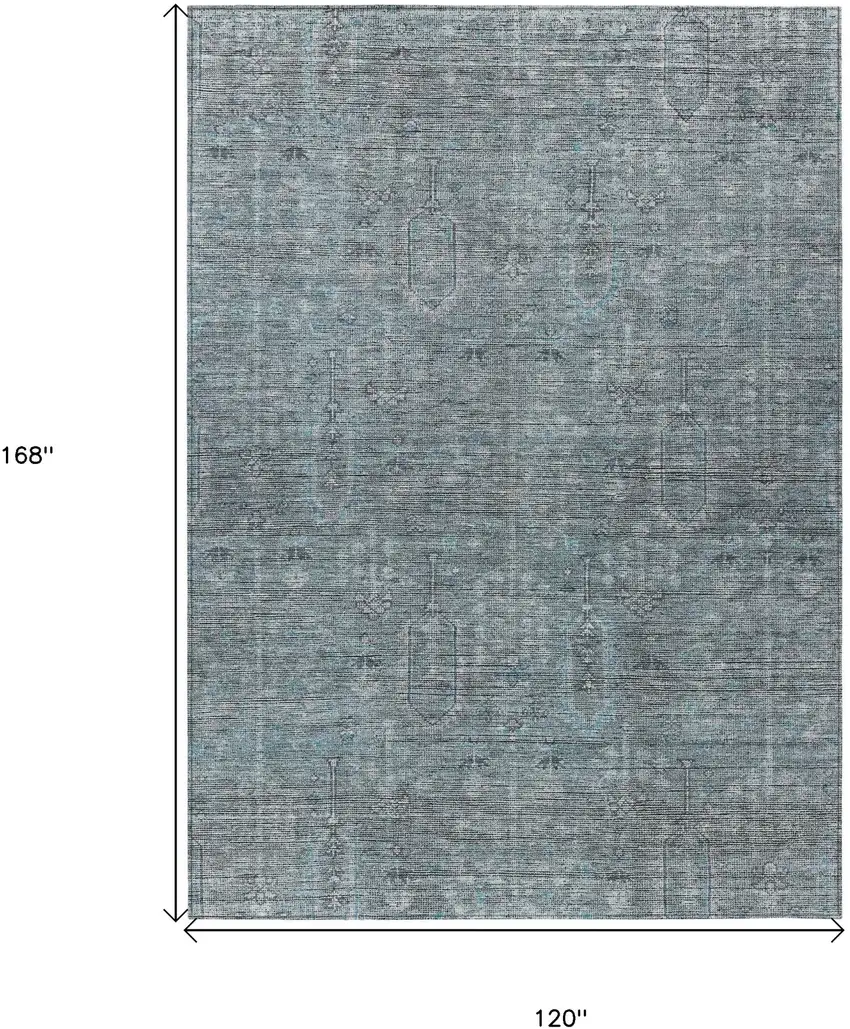 Teal Blue And Gray Southwestern Washable Indoor Outdoor Area Rug Photo 3