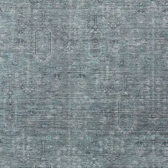 Teal Blue And Gray Southwestern Washable Indoor Outdoor Area Rug Photo 6