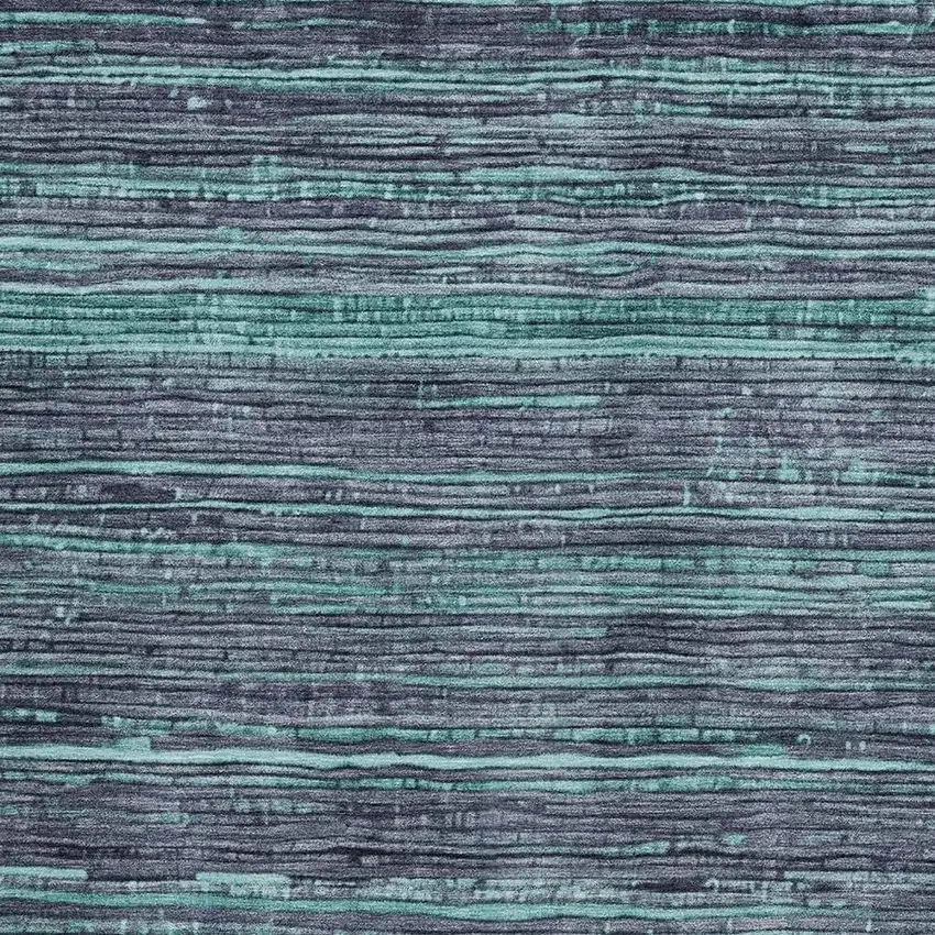 Teal Blue And Gray Striped Washable Indoor Outdoor Area Rug Photo 3