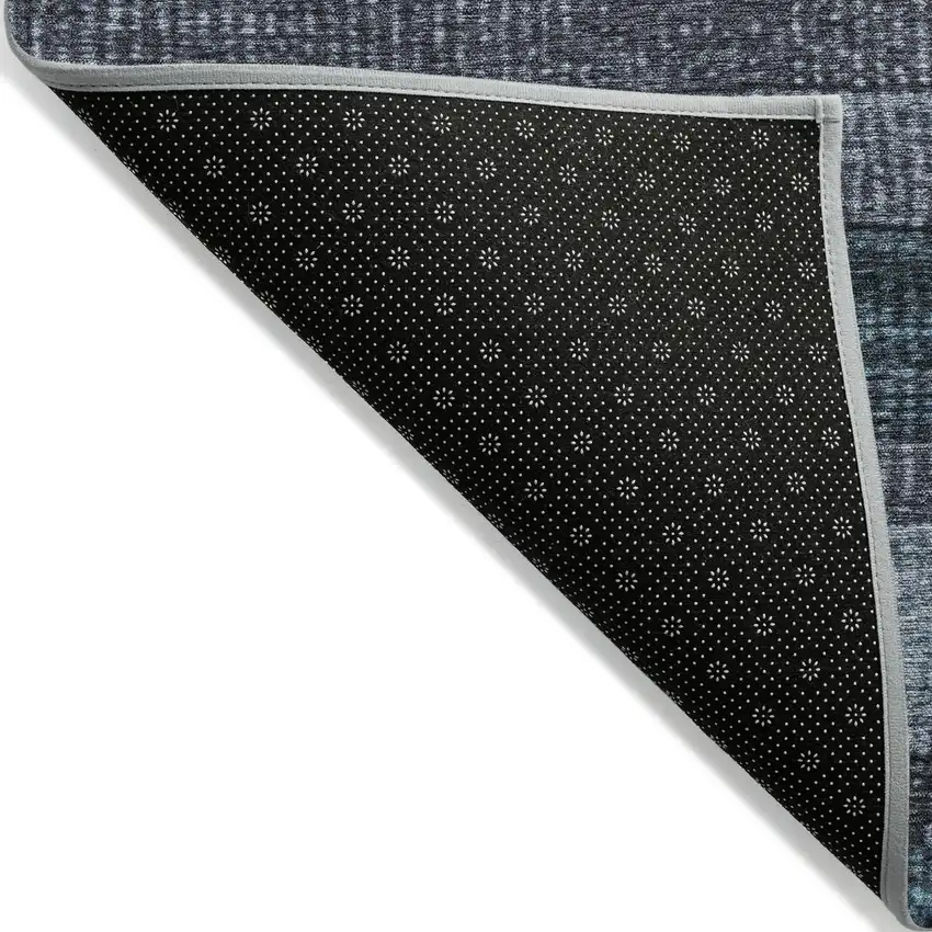 Teal Blue And Gray Striped Washable Indoor Outdoor Area Rug Photo 7