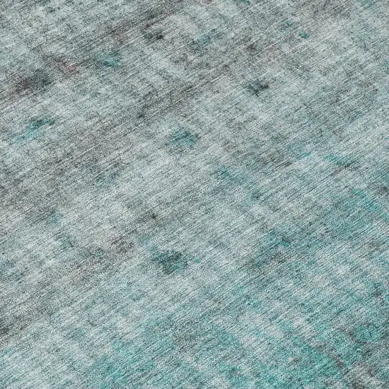 Teal Blue And Gray Striped Washable Indoor Outdoor Area Rug Photo 6