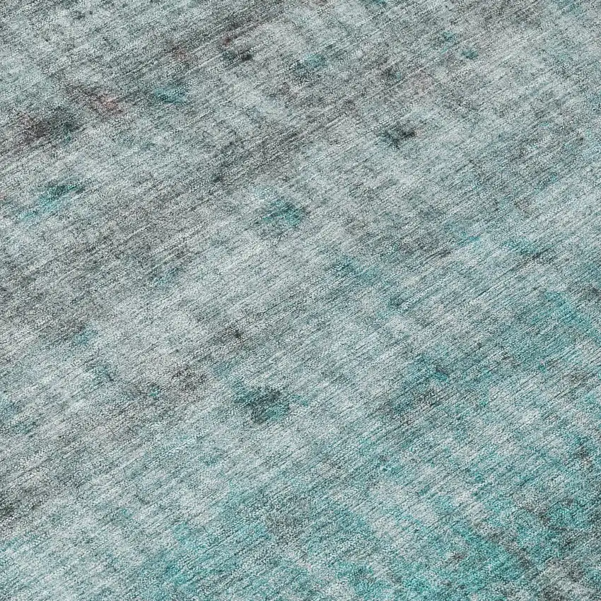 Teal Blue And Gray Striped Washable Indoor Outdoor Area Rug Photo 6