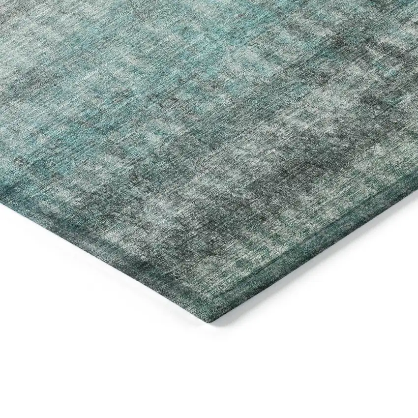 Teal Blue And Gray Striped Washable Indoor Outdoor Area Rug Photo 6