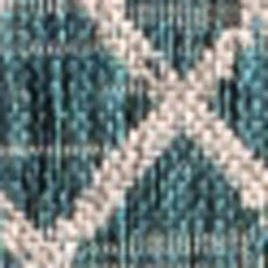 Teal Blue And Gray Trellis Indoor Outdoor Area Rug Photo 2