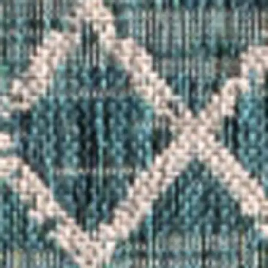 Teal Blue And Gray Trellis Indoor Outdoor Area Rug Photo 3