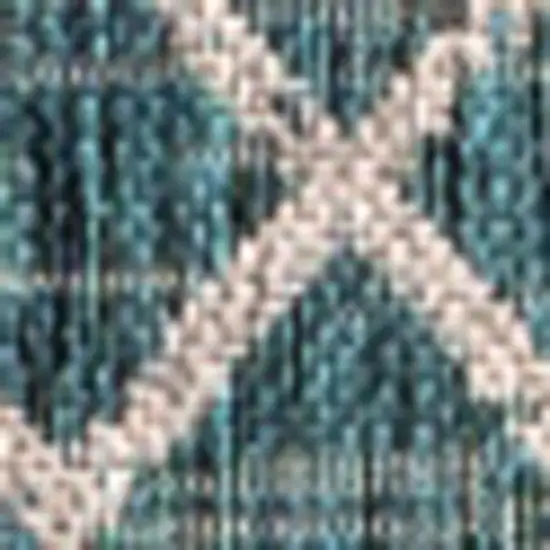 Teal Blue And Gray Trellis Indoor Outdoor Area Rug Photo 2