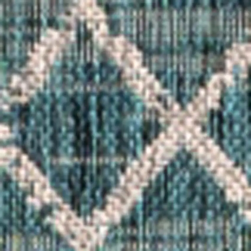 Teal Blue And Gray Trellis Indoor Outdoor Area Rug Photo 3