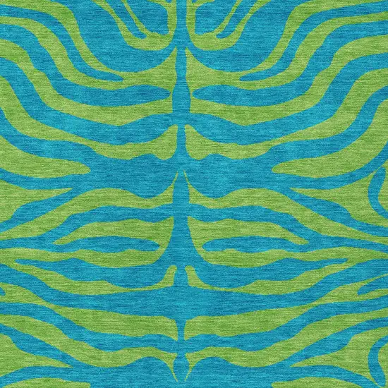 Teal Blue And Green Animal Print Washable Indoor Outdoor Area Rug Photo 6