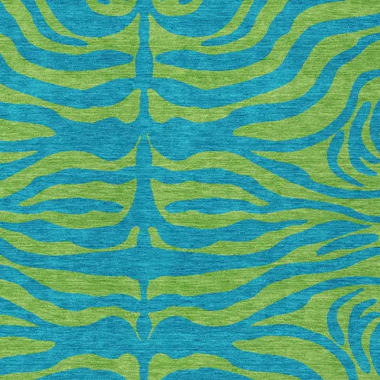 Teal Blue And Green Animal Print Washable Indoor Outdoor Area Rug Photo 6