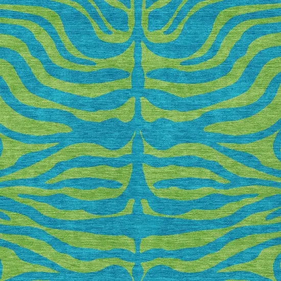 Teal Blue And Green Animal Print Washable Indoor Outdoor Area Rug Photo 6