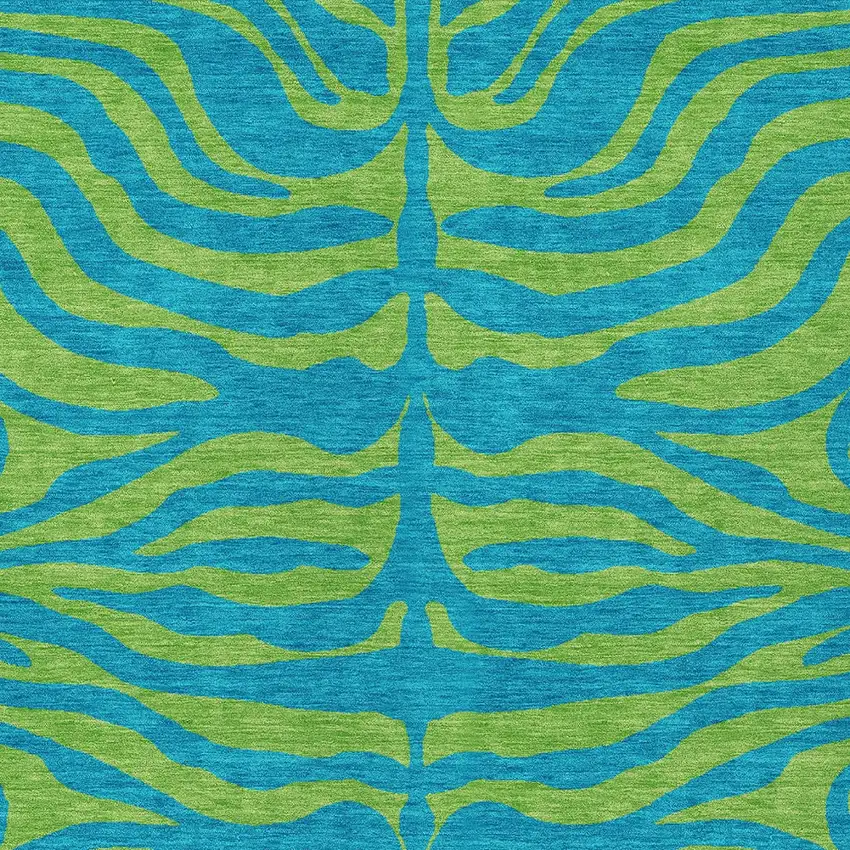 Teal Blue And Green Animal Print Washable Indoor Outdoor Area Rug Photo 6