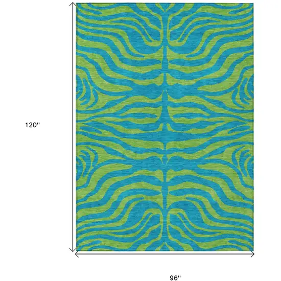 Teal Blue And Green Animal Print Washable Indoor Outdoor Area Rug Photo 8