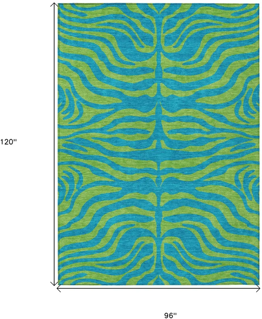 Teal Blue And Green Animal Print Washable Indoor Outdoor Area Rug Photo 8