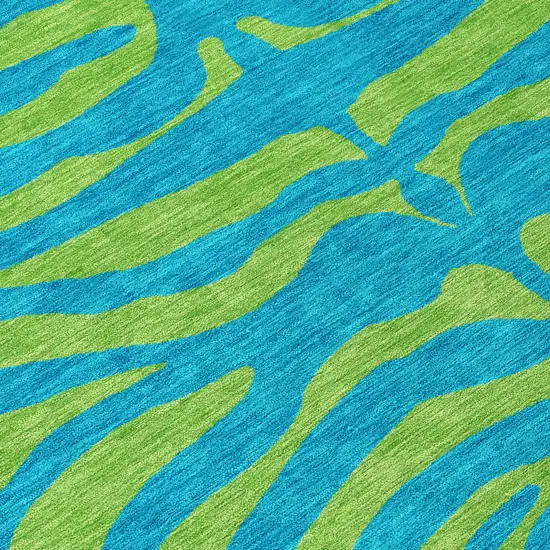 Teal Blue And Green Animal Print Washable Indoor Outdoor Area Rug Photo 5
