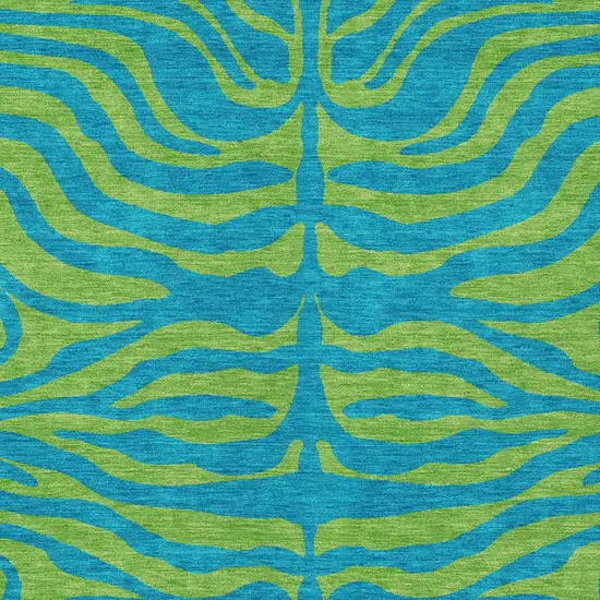 Teal Blue And Green Animal Print Washable Indoor Outdoor Area Rug Photo 6