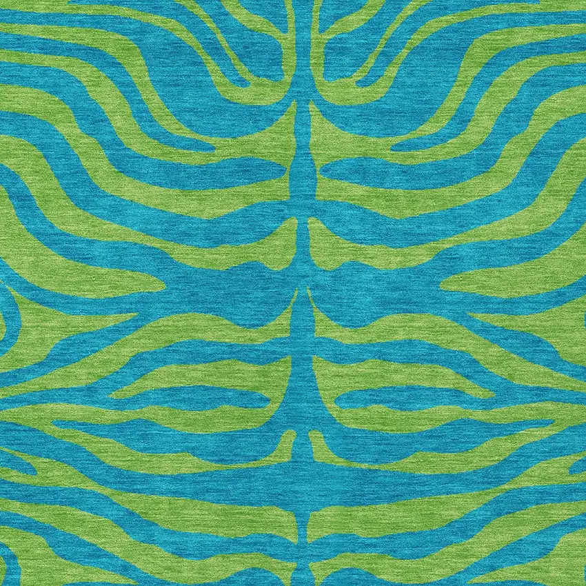 Teal Blue And Green Animal Print Washable Indoor Outdoor Area Rug Photo 6