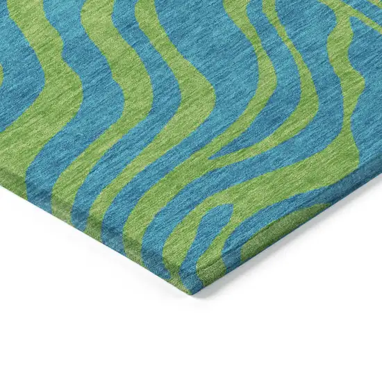 Teal Blue And Green Animal Print Washable Indoor Outdoor Area Rug Photo 4