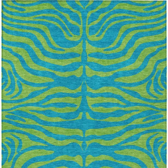 Teal Blue And Green Animal Print Washable Indoor Outdoor Area Rug Photo 7