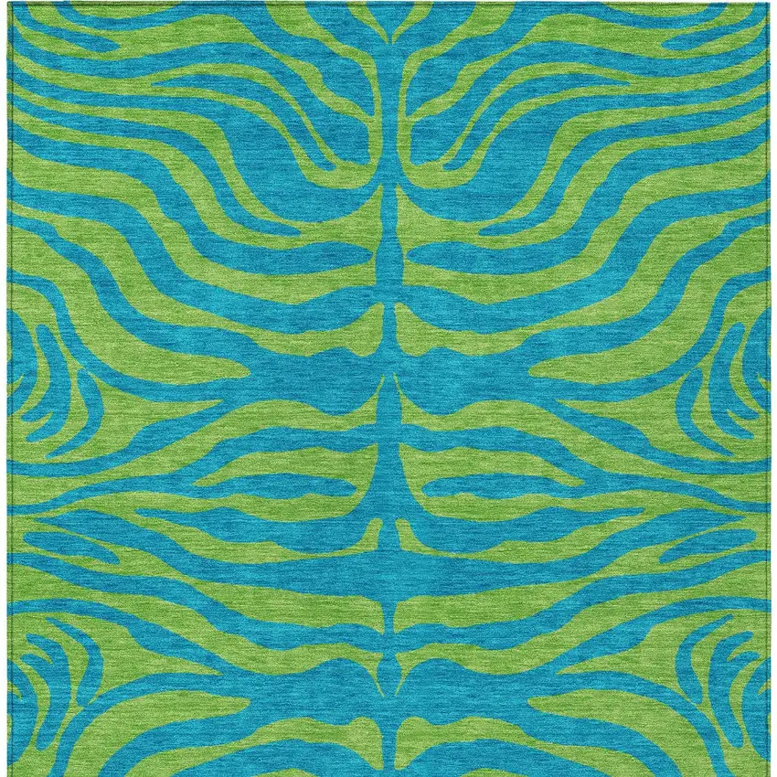 Teal Blue And Green Animal Print Washable Indoor Outdoor Area Rug Photo 7