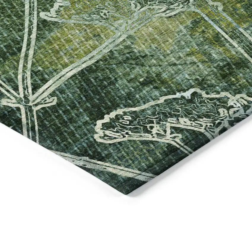 Teal Blue And Green Floral Washable Indoor Outdoor Area Rug Photo 6