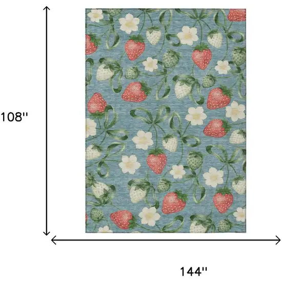 Teal Blue And Green Floral Washable Indoor Outdoor Area Rug Photo 5