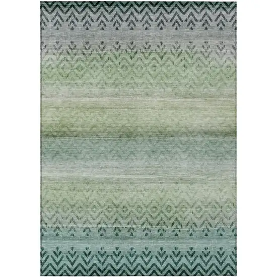 Teal Blue And Green Geometric Washable Indoor Outdoor Area Rug Photo 8