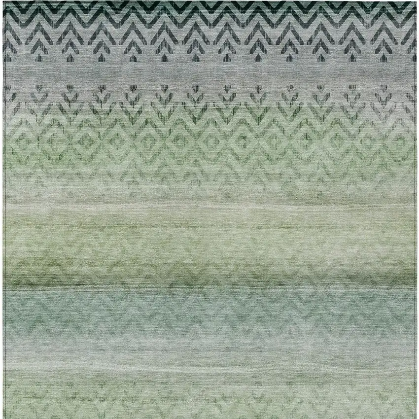 Teal Blue And Green Geometric Washable Indoor Outdoor Area Rug Photo 7