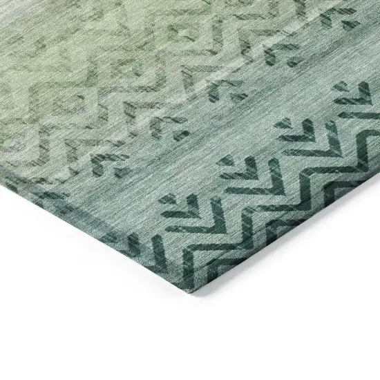 Teal Blue And Green Geometric Washable Indoor Outdoor Area Rug Photo 9