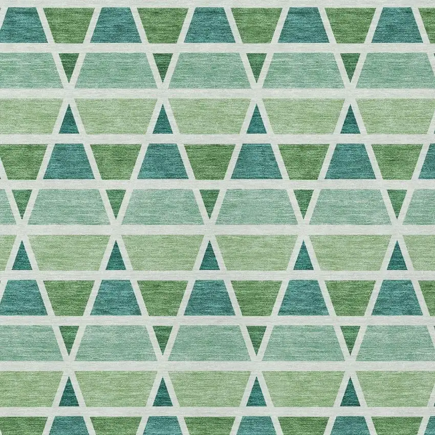 Teal Blue And Green Geometric Washable Indoor Outdoor Area Rug Photo 3