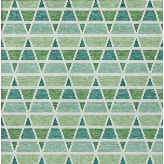 Teal Blue And Green Geometric Washable Indoor Outdoor Area Rug Photo 4
