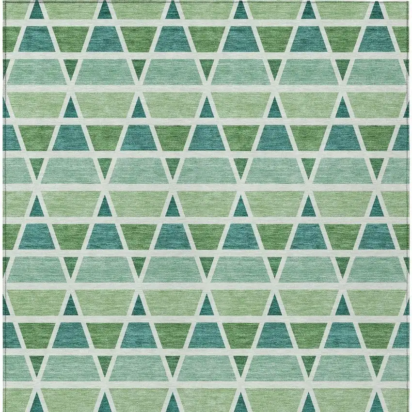 Teal Blue And Green Geometric Washable Indoor Outdoor Area Rug Photo 4