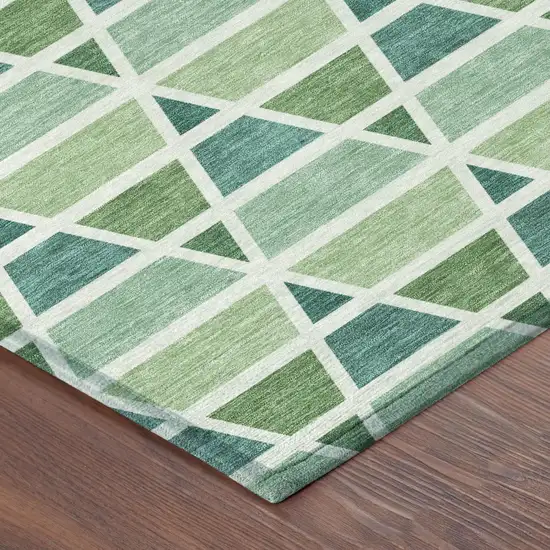 Teal Blue And Green Geometric Washable Indoor Outdoor Area Rug Photo 5