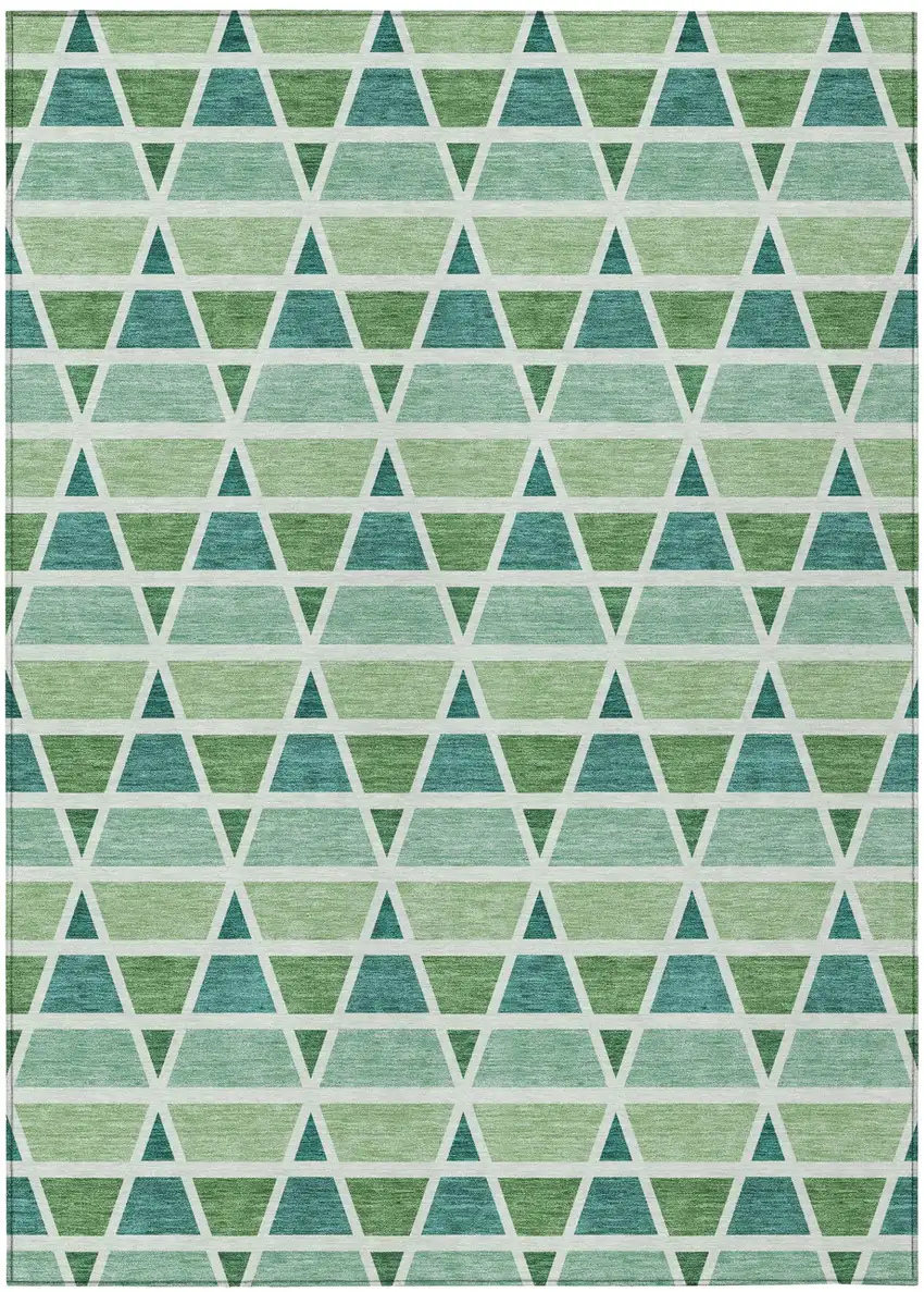 Teal Blue And Green Geometric Washable Indoor Outdoor Area Rug Photo 2