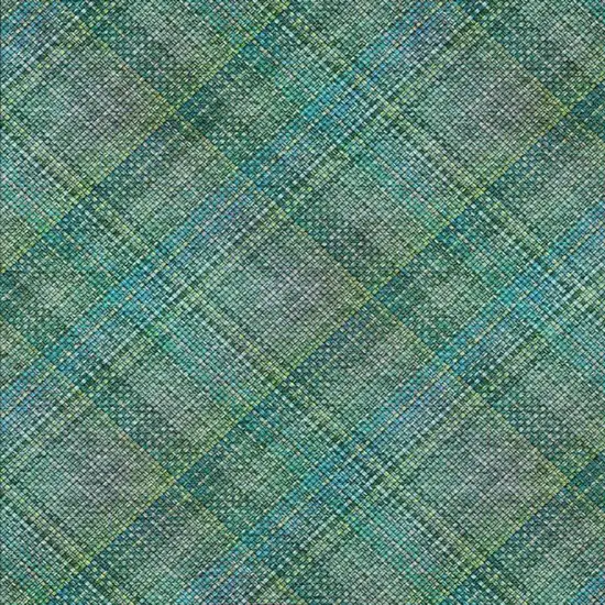 Teal Blue And Green Plaid Washable Indoor Outdoor Area Rug Photo 5