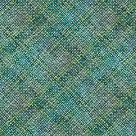 Teal Blue And Green Plaid Washable Indoor Outdoor Area Rug Photo 5