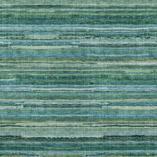 Teal Blue And Green Striped Washable Indoor Outdoor Area Rug Photo 3