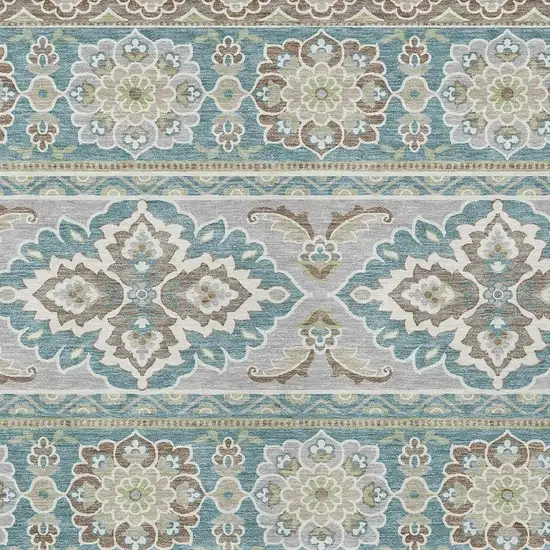Teal Blue And Green Tribal Washable Indoor Outdoor Area Rug Photo 3