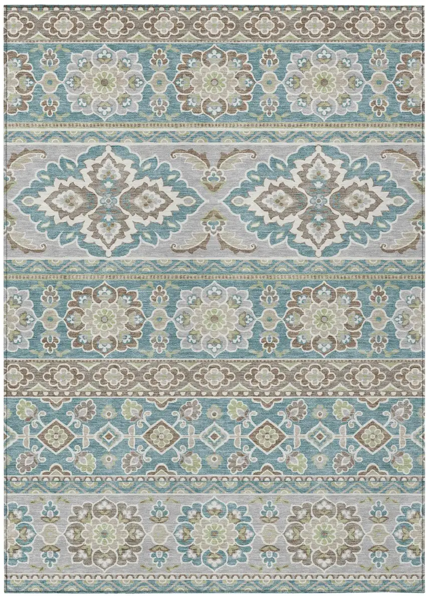 Teal Blue And Green Tribal Washable Indoor Outdoor Area Rug Photo 2